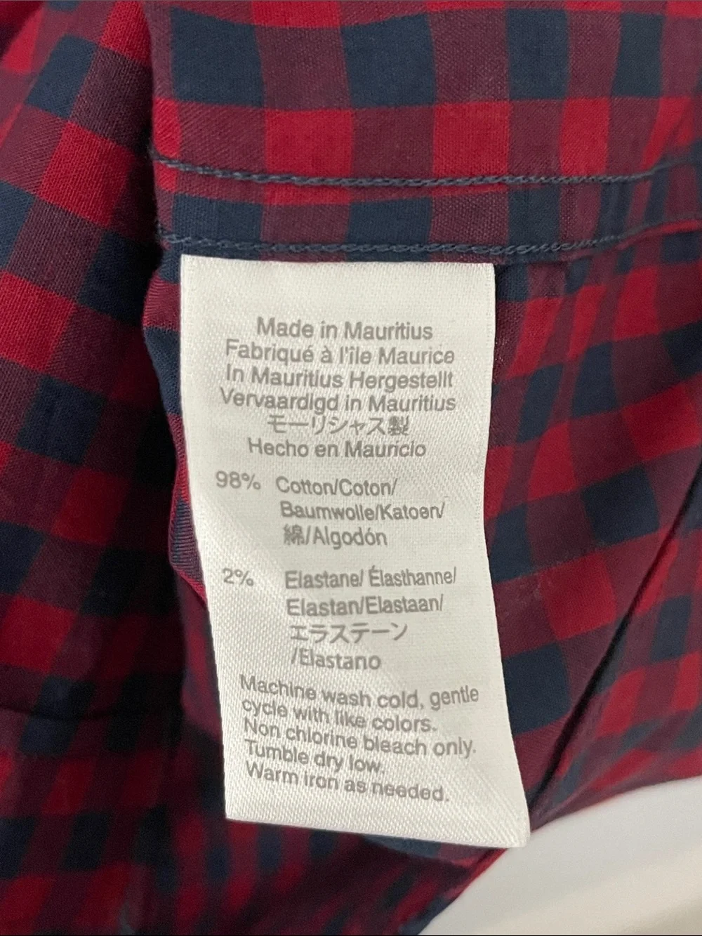 NWT J.Crew Mercantile Flex Slim XL Red Navy Gingham Button Down
